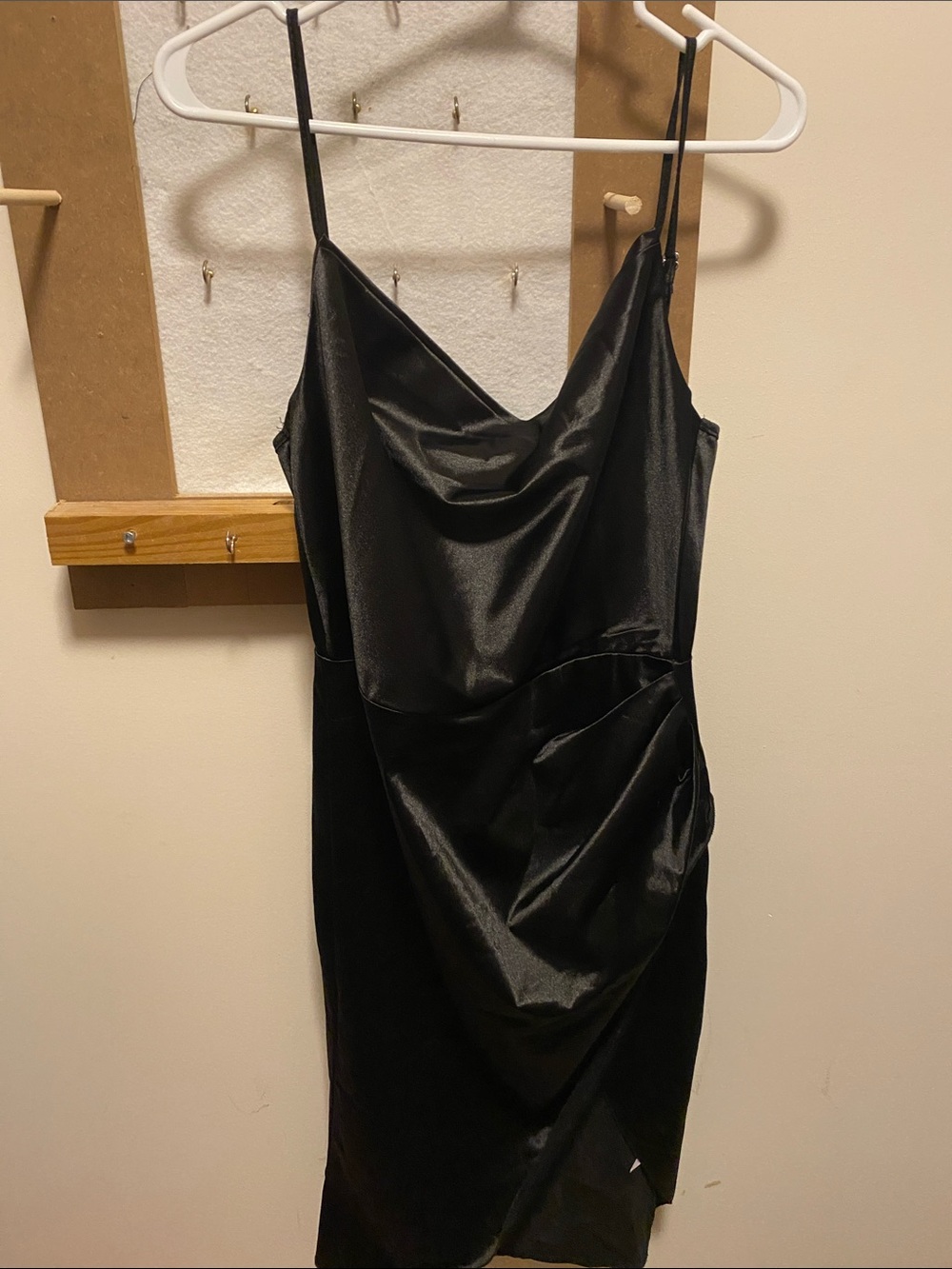 Black Satin Cowl Neck Slip Dress